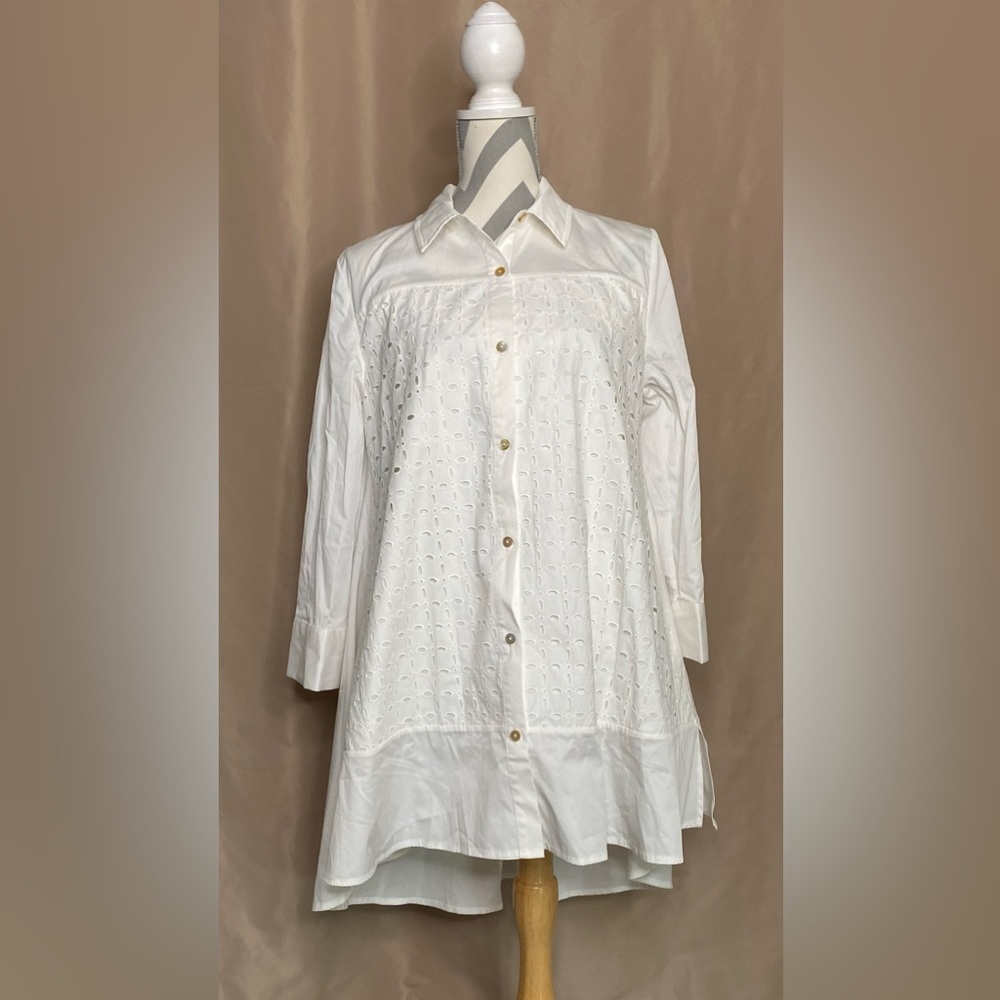 Wynne Collection Medium White High Low Top - Picture 2 of 10